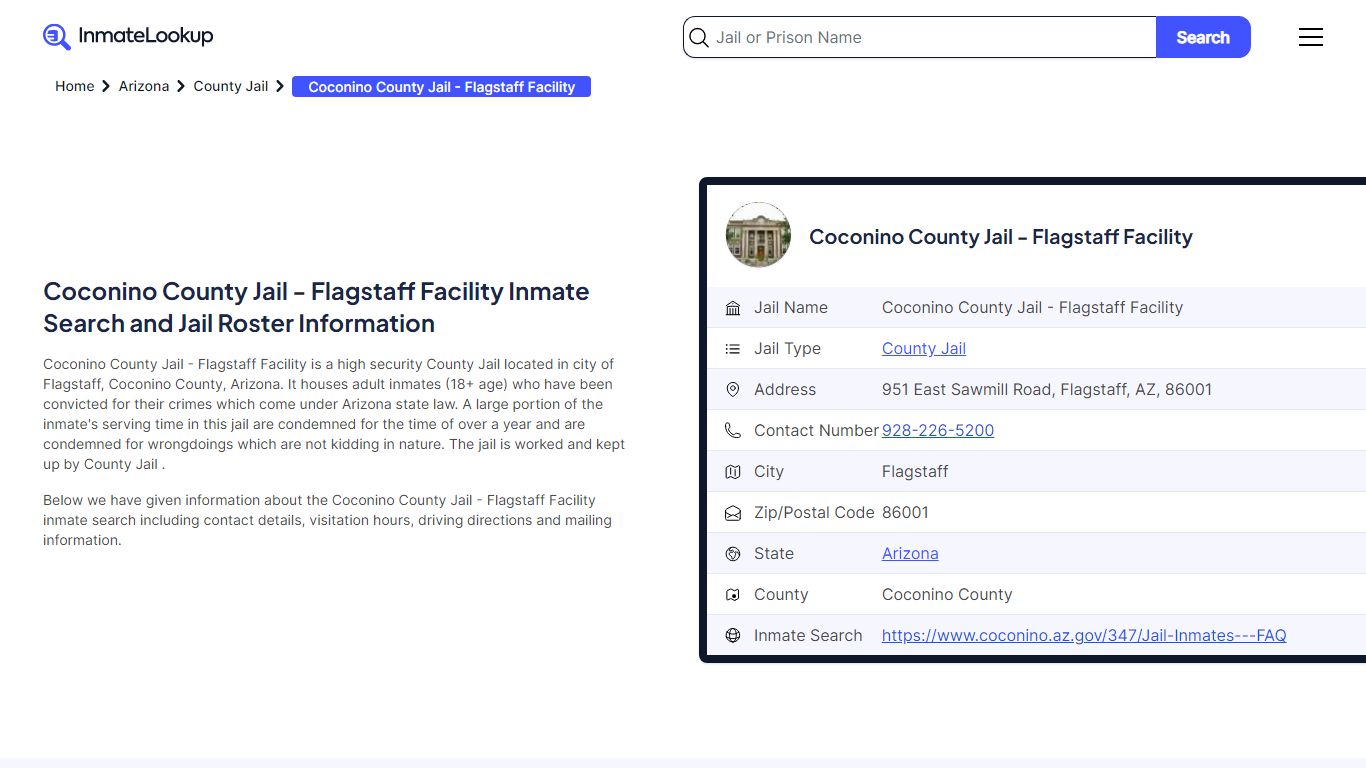 Coconino County Jail - Flagstaff Facility Inmate Search, Jail Roster ...